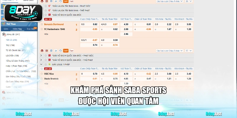 Khám phá sảnh Saba Sports được hội viên quan tâm